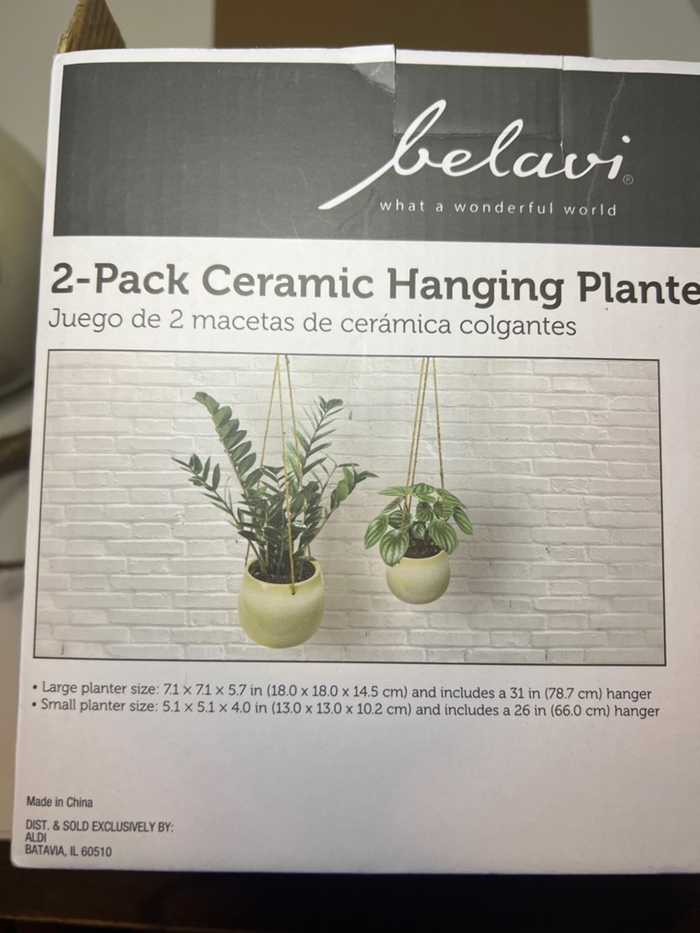 2-Pack Ceramic Hanging Planters NIB - Picture 6 of 12